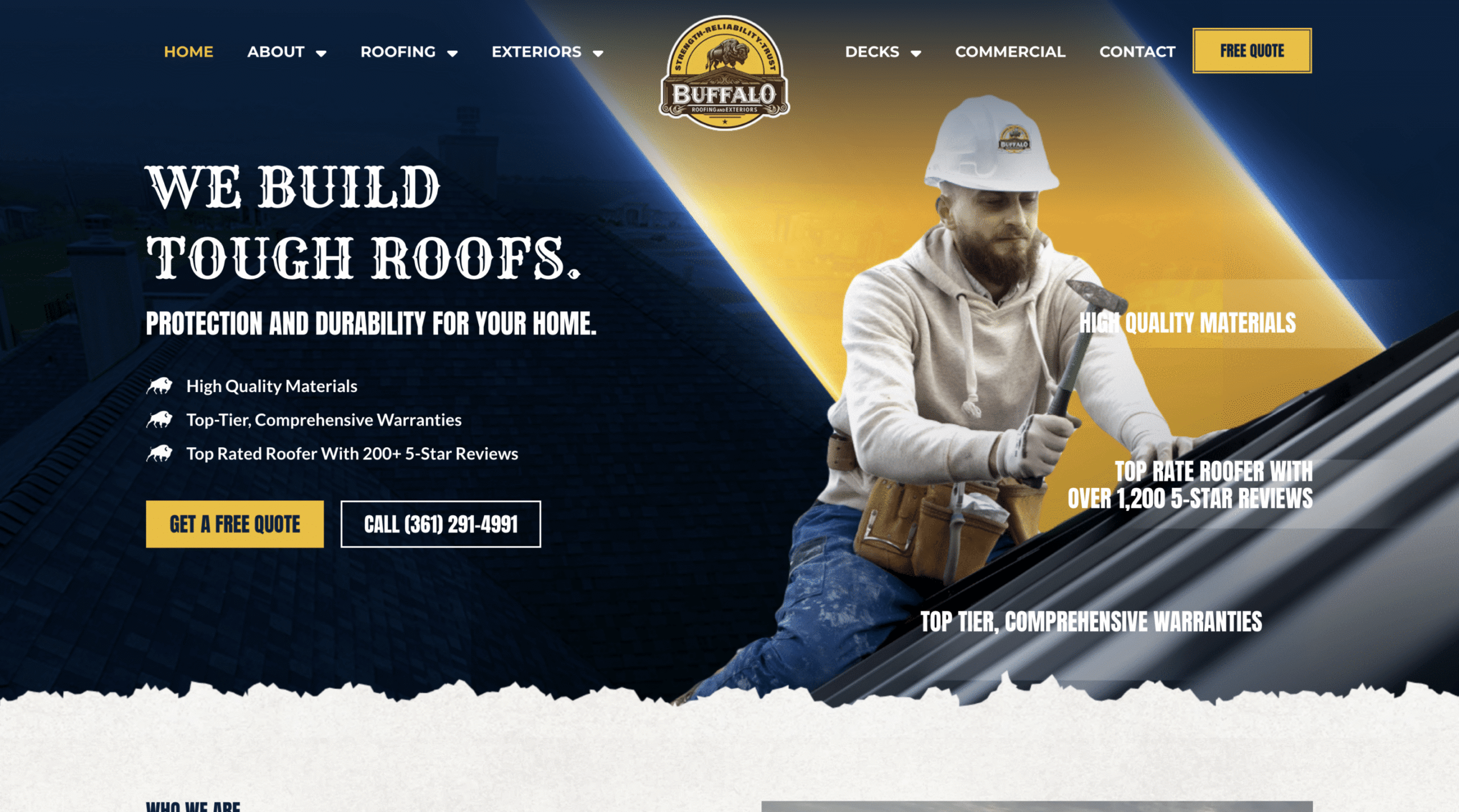 Buffalo Roofing and Exteriors website