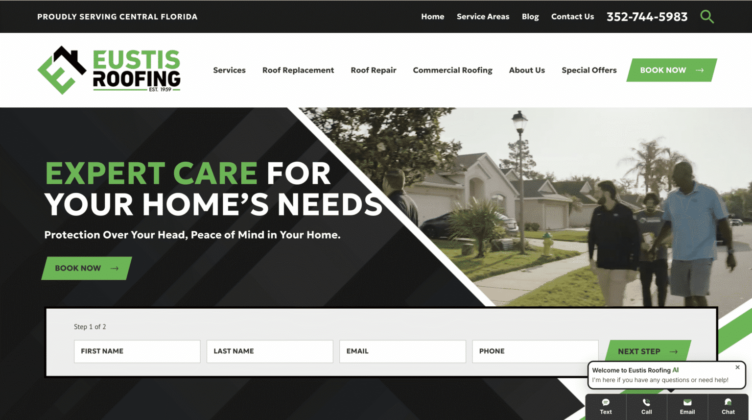 Eustis Roofing website