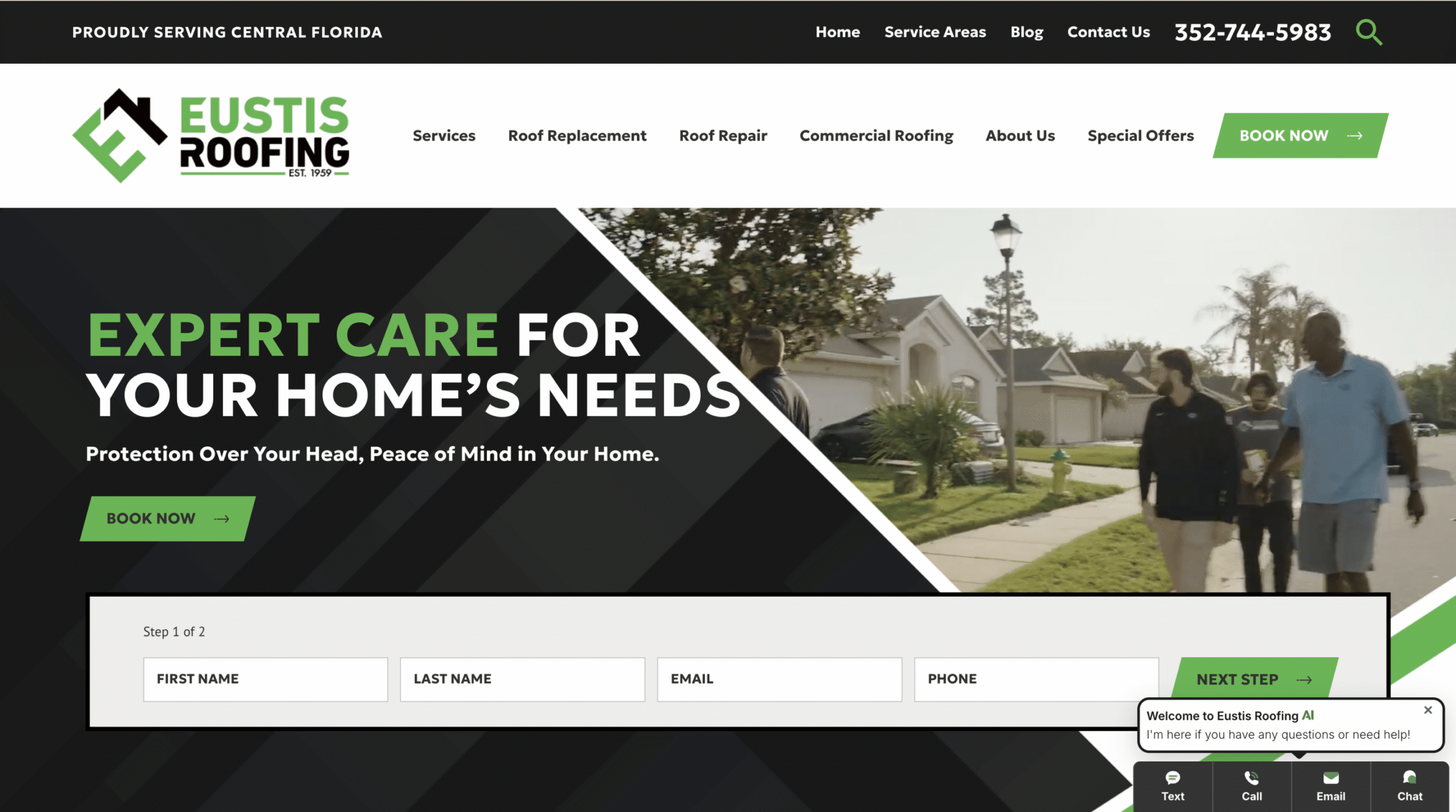 Eustis Roofing website