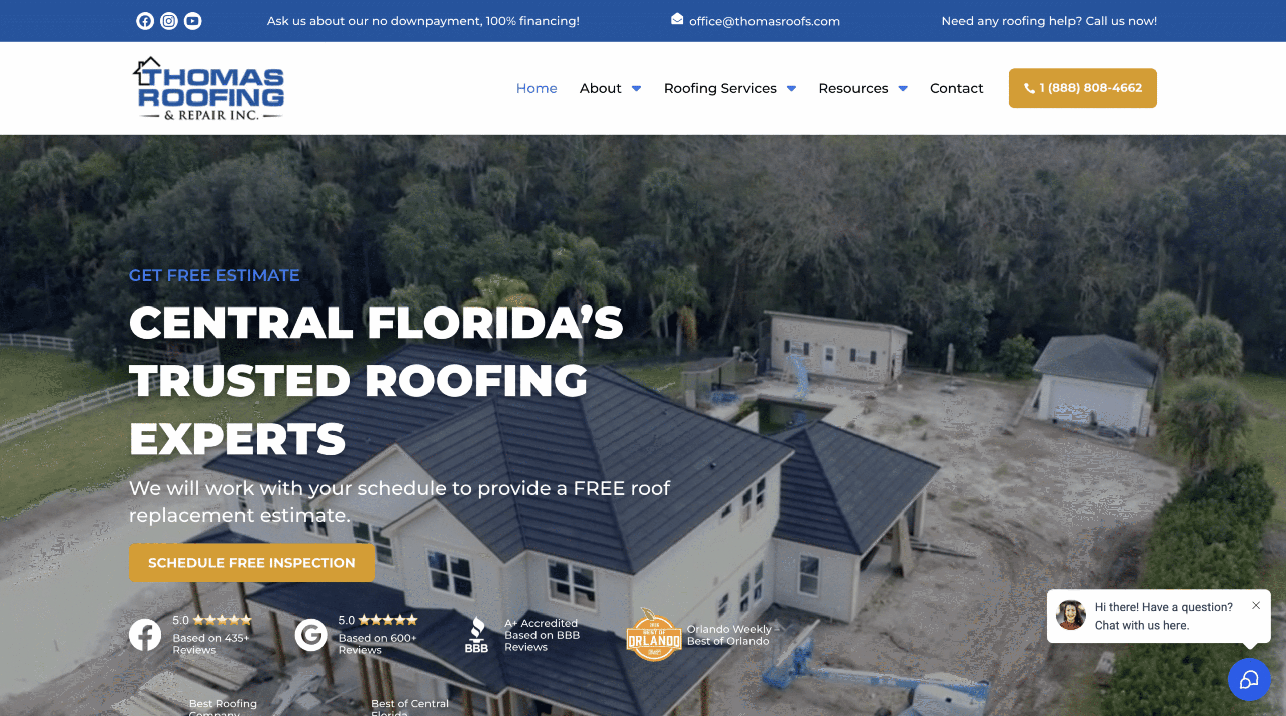 Thomas Roofing website
